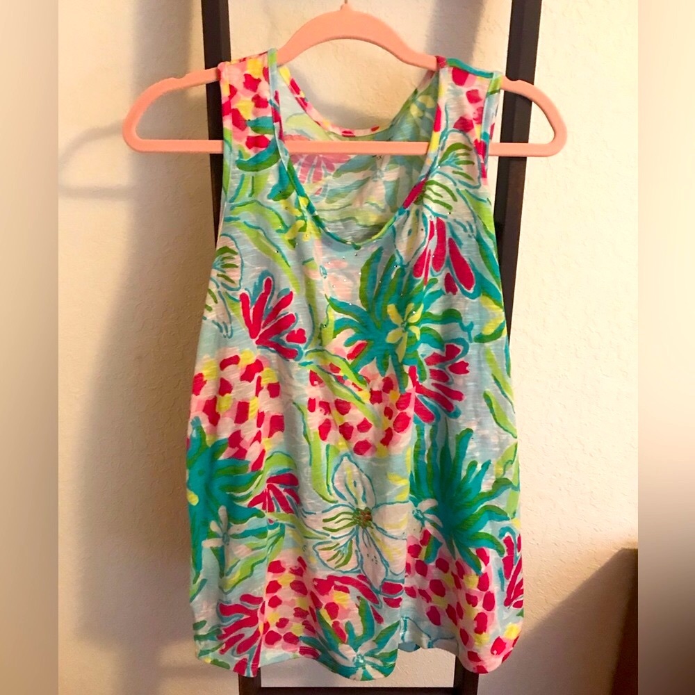 TROPICAL RHINESTONE CASEY KEY TANK TOP